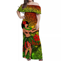 Polynesian Couple Outfits Hawaii Hula Girl Reggae Matching Dress and Hawaiian Shirt LT2 - Polynesian Pride