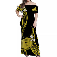 Tokelau Matching Dress and Hawaiian Shirt Tokelauan Tatau with Badge Yellow LT14 - Polynesian Pride