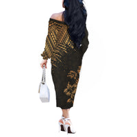 Hawaii Summer Couples Matching Outfits Combo Long Sleeve Dress Mix Polynesian Gold LT6 - Polynesian Pride