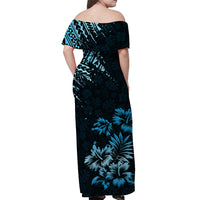 Hawaii Summer Matching Dress and Hawaiian Shirt Mix Polynesian Black Blue LT6 - Polynesian Pride