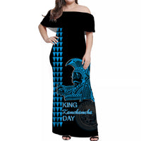 Hawaii Matching Dress and Hawaiian Shirt King Kamehameha Day Blue LT6 No Shirt Blue - Polynesian Pride