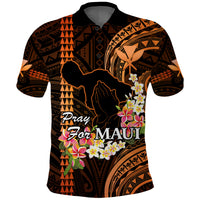 Personalised Hawaii Polo Shirt Pray For Maui Hawaiian Plumeria Pattern Gold Version LT14 Gold - Polynesian Pride