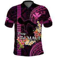 Hawaii Polo Shirt Pray For Maui Hawaiian Plumeria Pattern Pink Version LT14 Pink - Polynesian Pride
