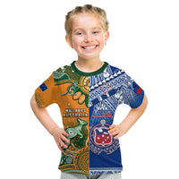 (Custom Personalised) Australia Wallabies And Toa Samoa Rugby T Shirt KID Aboriginal Mix Polynesian LT14 Youth XL Size14 - Polynesian Pride