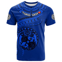(TOKO ofA TOTI LUI) Tonga Polynesian T Shirt Tonga Waves Mix Logo Blue Black LT13 Unisex Blue - Polynesian Pride