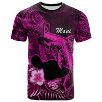 Hawaii Islands Polo Shirt Maui Map Hawaiian Shark With Tropical Flowers LT14 Pink - Polynesian Pride
