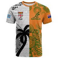 Custom Fiji And Australia Rugby T Shirt World Cup 2023 Together LT14 Gold - Polynesian Pride