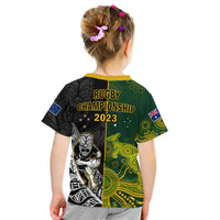 Australia Rugby Mix Aotearoa Rugby T Shirt Wallabies All Black 2023 Special Version LT14 - Polynesian Pride