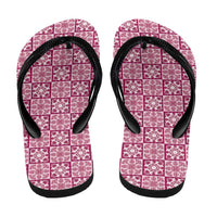 Akala Palaka Quilt Hawaii Flip Flops Hawaiian Tropical Monstera Sea Turtle LT14 - Polynesian Pride