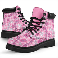 Alaka Aloha Hawaii All Season Boots Plumeria Lei With Palaka Motif - Polynesian Pride