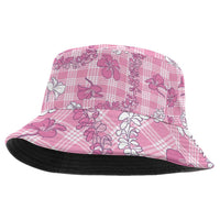 Alaka Aloha Hawaii Bucket Hat Plumeria Lei With Palaka Motif LT14 One Size Pink - Polynesian Pride