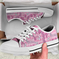 Alaka Aloha Hawaii Low Top Shoes Plumeria Lei With Palaka Motif - Polynesian Pride