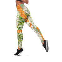 Aloha Festive Hawaii Leggings Mokihana - Maile Leis in Muted Summer LT7 Sage Green - Polynesian Pride