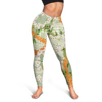 Aloha Festive Hawaii Leggings Mokihana - Maile Leis in Muted Summer LT7 - Polynesian Pride