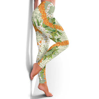 Aloha Festive Hawaii Leggings Mokihana - Maile Leis in Muted Summer LT7 - Polynesian Pride