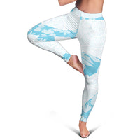 Aloha Hawaii Floral Tapa Leggings Patchwork Turquoise - Polynesian Pride