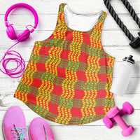 Aloha Hawaii Ilima Maile Lei Women Racerback Tank Palaka Inspired Hawaiian-plaid Red