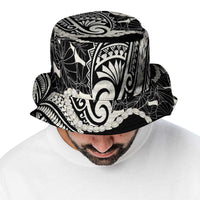 Aloha Hawaii Kalo Pikake Lei Bucket Hat Chest Tattoo Black Hawaiian Pattern