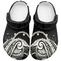 Aloha Hawaii Kalo Pikake Lei Clogs Shoes Chest Tattoo Black Hawaiian Pattern LT14 Black - Polynesian Pride