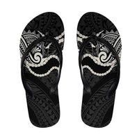 Aloha Hawaii Kalo Pikake Lei Flip Flops Chest Tattoo Black Hawaiian Pattern LT14 Black - Polynesian Pride