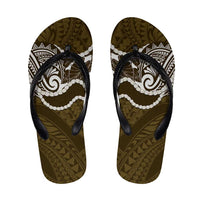Aloha Hawaii Kalo Pikake Lei Flip Flops Chest Tattoo Gold Hawaiian Pattern LT14 Gold - Polynesian Pride