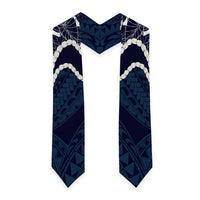 Aloha Hawaii Kalo Pikake Lei Graduation Stole Chest Tattoo Oxford Blue Hawaiian Pattern