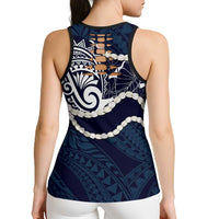 Aloha Hawaii Kalo Pikake Lei Hollow Tank Top Chest Tattoo Oxford Blue Hawaiian Pattern