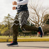 Aloha Hawaii Kalo Pikake Lei Jogger Pants Chest Tattoo Gold Hawaiian Pattern