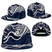 Aloha Hawaii Kalo Pikake Lei Snapback Cap Chest Tattoo Oxford Blue Hawaiian Pattern LT14 - Polynesian Pride
