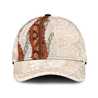 Aloha Hawaii Mikioi Lei Classic Cap Beige Tropical Flower Pattern LT14 Universal Fit Beige - Polynesian Pride