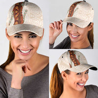 Aloha Hawaii Mikioi Lei Classic Cap Beige Tropical Flower Pattern LT14 - Polynesian Pride