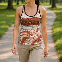 Aloha Hawaii Mikioi Lei Hollow Tank Top Cattail Red Tropical Flower Pattern - Polynesian Pride