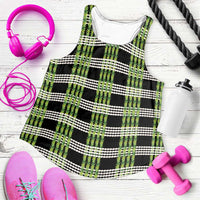 Aloha Hawaii Pakalana Pikake Lei Women Racerback Tank Palaka Inspired Hawaiian-plaid Black