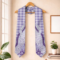 Aloha Hawaii Palaka Graduation Stole Purple Plumeria Lei