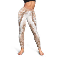 Aloha Hawaii Palaka Leggings Beige Plumeria Lei