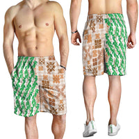 Aloha Hawaii Palaka Tuberose Lei Shorts for Men Hawaiian Quilt Seamless Style - Polynesian Pride