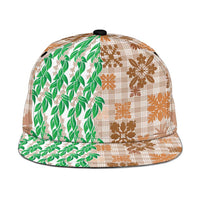 Aloha Hawaii Palaka Tuberose Lei Snapback Cap Hawaiian Quilt Seamless Style - Polynesian Pride