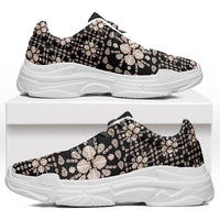 Aloha Hawaii Shell Quilt Chunky Sneakers Seamless Style LT14 Black - Polynesian Pride