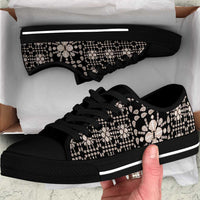 Aloha Hawaii Shell Quilt Low Top Shoes Seamless Style LT14 Black - Polynesian Pride