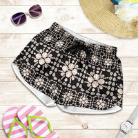 Aloha Hawaii Shell Quilt Shorts for Women Seamless Style LT14 Black - Polynesian Pride