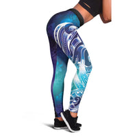 Aloha Hawaii Turtle Leggings Teal Purple Ribbon - Polynesian Pride