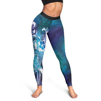 Aloha Hawaii Turtle Leggings Teal Purple Ribbon - Polynesian Pride
