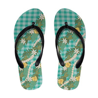 Aloha Puakenikeni Anthurium Pikake Lei Flip Flops Marine Hawaiian Palaka Pattern LT9 Marine - Polynesian Pride