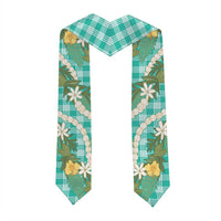 Aloha Puakenikeni Anthurium Pikake Lei Graduation Stole Marine Hawaiian Palaka Pattern