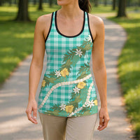 Aloha Puakenikeni Anthurium Pikake Lei Hollow Tank Top Marine Hawaiian Palaka Pattern