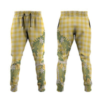 Aloha Puakenikeni Anthurium Pikake Lei Jogger Pants Gold Hawaiian Palaka Pattern
