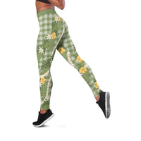 Aloha Puakenikeni Anthurium Pikake Lei Leggings Green Hawaiian Palaka Pattern LT9 Green - Polynesian Pride