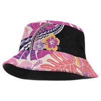 Aloha Vintage Hibiscus Lei Seamless Pattern Bucket Hat LT9 One Size Pink - Polynesian Pride