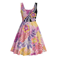Aloha Vintage Hibiscus Lei Seamless Pattern Midi Dress - Polynesian Pride