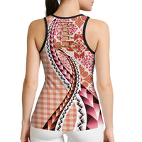 Aloha Vintage Palaka Floral Hawaiian Quilt Hollow Tank Top Ulaula Motif - Polynesian Pride